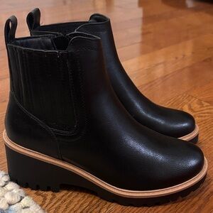 MIA Black Ankle Boots with Tan Sole